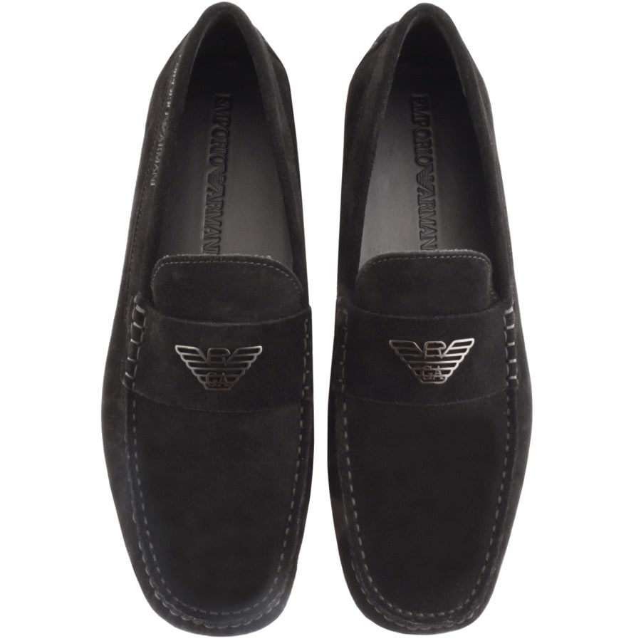 Alternative Image for ProductEmporio Armani Suede Driver Shoes Black3